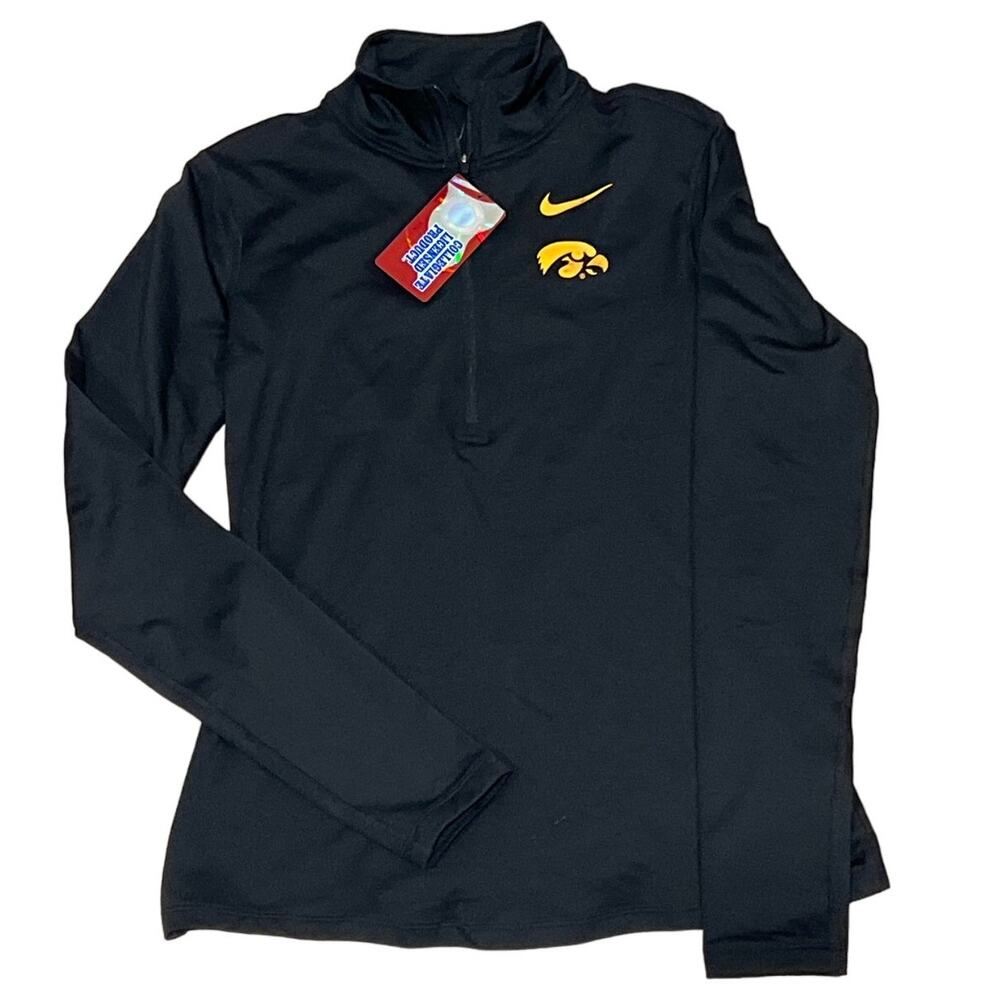 Nike Iowa Hawkeyes Women's 1/4 Zip Pullover Size M Black New NWT KB43